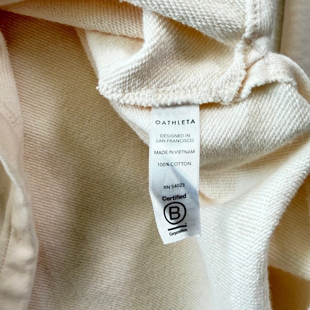Athleta XS Blush Pink Hoodie Tunic Pullover Cotton Split Hem Side Pockets - Picture 8 of 10